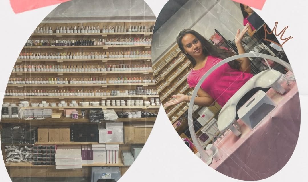 La boutique du centre, étagères de vernis et produits
